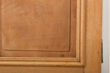 アンティーク建具　ストリップド仕上げ　総欅(ケヤキ)無垢材製!上質なガラス窓付き両開きドア1対(扉、玄関ドア)(R-055977)