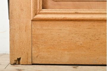 アンティーク建具　ストリップド仕上げ　総欅(ケヤキ)無垢材製!上質なガラス窓付き両開きドア1対(扉、玄関ドア)(R-055977)