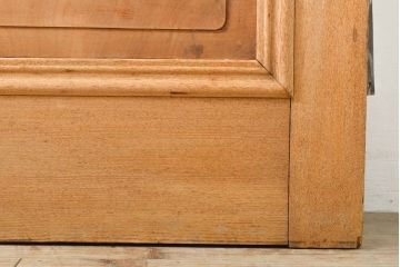 アンティーク建具　ストリップド仕上げ　総欅(ケヤキ)無垢材製!上質なガラス窓付き両開きドア1対(扉、玄関ドア)(R-055977)