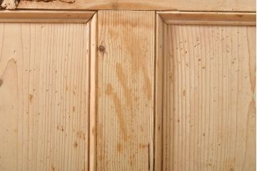アンティーク建具　イギリス製　ナチュラルなパイン材製!かわいいステンドグラスドア(扉、玄関ドア)(R-055978)
