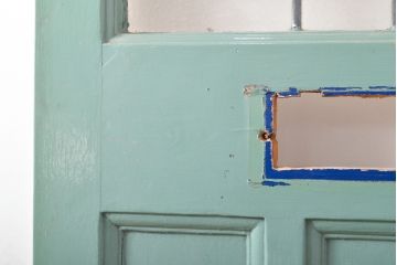 アンティーク建具　イギリス製　レトロなペイントがおしゃれなステンドグラスドア1枚(扉、玄関ドア)(R-055979)