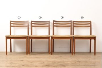 希少!ビンテージモビリア　イタリア　チーク材製のモダンなダイニングチェア4脚セット(椅子、イス、ヴィンテージ)(R-055993)