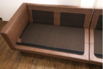 新品未使用　IDC大塚家具取り扱い　インターリバックス　GLOBAL(グローバル)　本革の落ち着いた風合いが高級感を醸しだすラウンジソファセット(カウチソファ、2人掛けソファ、3人掛けソファ、6人掛けソファ、レザー)(定価約130万円)(R-056014)