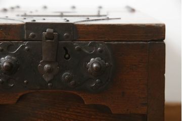 和製アンティーク　明治期　総ケヤキづくりの銭箱(銭函)(R-056015)