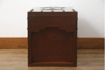 和製アンティーク　明治期　総ケヤキづくりの銭箱(銭函)(R-056015)