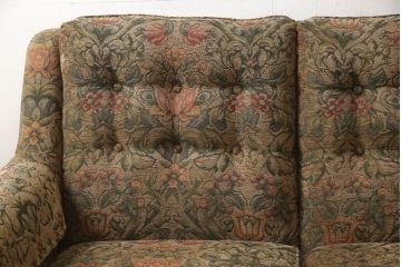 中古　美品　DREXEL HERITAGE(ドレクセルヘリテイジ)　落ち着いた色合いとボタニカル柄がクラシカルな雰囲気を高める3人掛けソファ(定価約100万円)(三人掛けソファ、3P)(R-056018)