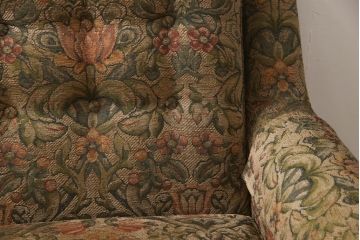 中古　美品　DREXEL HERITAGE(ドレクセルヘリテイジ)　落ち着いた色合いとボタニカル柄がクラシカルな雰囲気を高める3人掛けソファ(定価約100万円)(三人掛けソファ、3P)(R-056018)