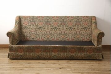 中古　美品　DREXEL HERITAGE(ドレクセルヘリテイジ)　落ち着いた色合いとボタニカル柄がクラシカルな雰囲気を高める3人掛けソファ(定価約100万円)(三人掛けソファ、3P)(R-056018)