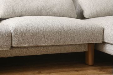 中古　展示美品　2019年8月購入　エスティック　フォルマックス(formax)　パンナ(PANNA)　フェザー　ナチュラルな空間づくりにおすすめの2P片肘ソファ(右)+片肘ロングシートソファ(左)セット(二人掛けソファ、カウチソファ、ロングソファ)(定価約86万8千円)(R-056023)