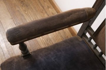 和製アンティーク　大正ロマンな雰囲気香る上質なアームチェア(椅子、イス、ダイニングチェア)(R-056026)