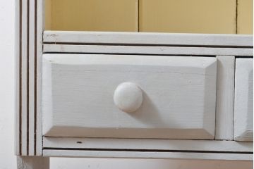 フランスアンティーク　パイン材　2色のペイントカラー使いがお洒落なウォールラック(壁掛け、棚、皿立て、オープンラック、飾り棚)(R-056030)