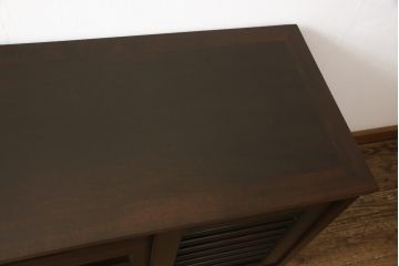 ビンテージ　松本民芸家具風　和モダンな佇まいが目を引くサイドボード(収納棚、戸棚、キャビネット、ヴィンテージ)(R-056039)