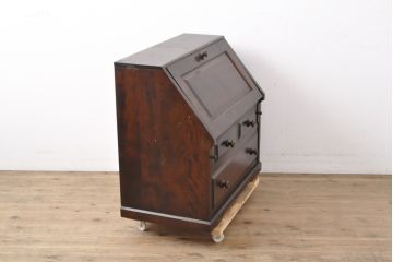 中古　北海道民芸家具　コンパクトで使い勝手の良いライティングビューロー(チェスト、ワークデスク、在宅ワーク用デスク、机)(R-056043)