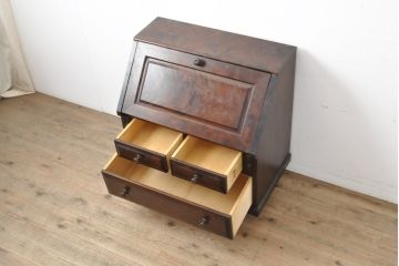 中古　北海道民芸家具　コンパクトで使い勝手の良いライティングビューロー(チェスト、ワークデスク、在宅ワーク用デスク、机)(R-056043)