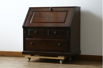 中古　北海道民芸家具　コンパクトで使い勝手の良いライティングビューロー　(R-056043)