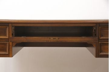 中古　美品　フリソンレンゾ(FRISON RENZO)　イタリア高級家具　クラシカルな気品漂うレザートップ両袖デスク(在宅ワーク、在宅用、ワークデスク、机)(R-056066)