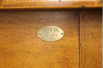中古　美品　フリソンレンゾ(FRISON RENZO)　イタリア高級家具　クラシカルな気品漂うレザートップ両袖デスク(在宅ワーク、在宅用、ワークデスク、机)(R-056066)