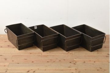 フランスアンティーク　メンズライクな雰囲気が格好良いスタッキング収納BOX(収納箱、小物収納、収納ボックス)(R-056067)