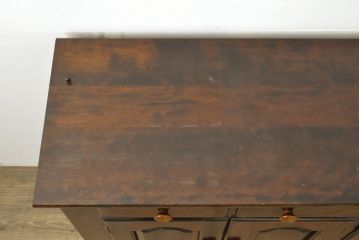 中古　松本民芸家具　和・洋どちらの空間にも合わせやすいシックなサイドボード(収納棚、戸棚、カウンターテーブル、サイドキャビネット)(R-056079)