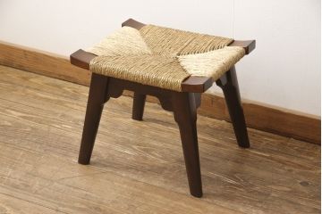中古　美品　松本民芸家具　514型　アジアンテイストの空間づくりにおすすめのラッシスツール(定価約8万8千円)(椅子、チェア)(R-056092)