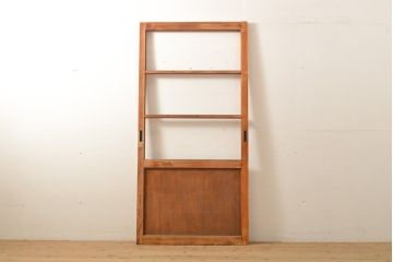 昭和中期頃に作られたレトロなアンティークガラス戸1枚(引き戸、木製建具)(R-056096)