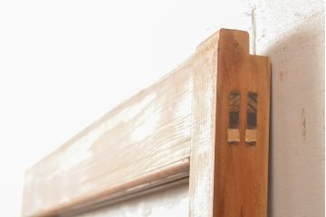 昭和中期頃に作られたレトロなアンティークガラス戸1枚(引き戸、木製建具)(R-056096)