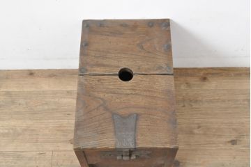 和製アンティーク　明治期　総ケヤキづくりの銭箱(銭函)(R-056097)