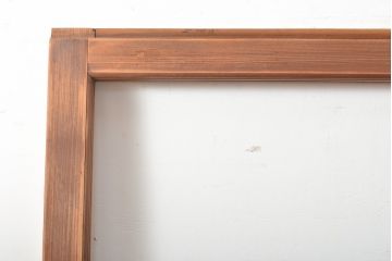 昭和中期　レトロな木製フレームのアンティークガラス戸1枚(引き戸、木製建具)(R-056099)