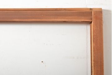 昭和中期　レトロな木製フレームのアンティークガラス戸1枚(引き戸、木製建具)(R-056099)