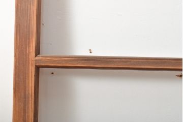 昭和中期　レトロな木製フレームのアンティークガラス戸1枚(引き戸、木製建具)(R-056099)