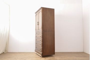 中古　美品　横浜クラシック家具　ダニエル(Daniel)　木のあたたかみを感じる上品な縦型チェスト(引き出し、洋服タンス、和たんす、和タンス)(R-056103)