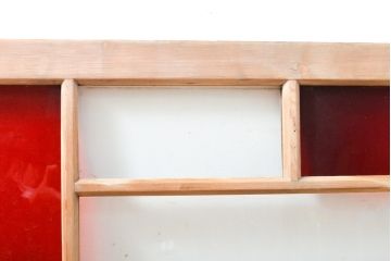 アンティーク建具　レトロ　大正ロマン　大正昭和初期　カラフルな色合いで空間に彩を添える欄間(明り取り、明かり取り)(R-056106)