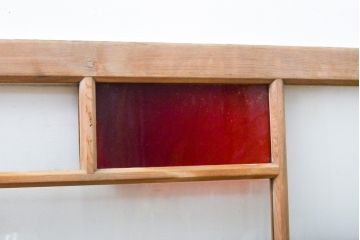 アンティーク建具　レトロ　大正ロマン　大正昭和初期　カラフルな色合いで空間に彩を添える欄間(明り取り、明かり取り)(R-056106)