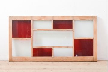 アンティーク建具　レトロ　大正ロマン　大正昭和初期　カラフルな色合いで空間に彩を添える欄間(明り取り、明かり取り)(R-056107)
