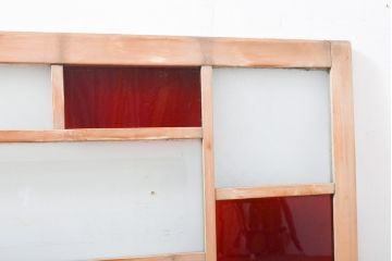 アンティーク建具　レトロ　大正ロマン　大正昭和初期　カラフルな色合いで空間に彩を添える欄間(明り取り、明かり取り)(R-056107)