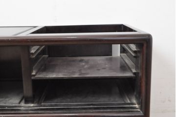 和製ビンテージ　唐木材　深みのある色合いが高級感を醸し出すポットワゴン(お座敷ワゴン、サイドテーブル、ヴィンテージ)(R-056110)