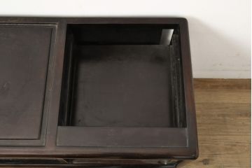和製ビンテージ　唐木材　深みのある色合いが高級感を醸し出すポットワゴン(お座敷ワゴン、サイドテーブル、ヴィンテージ)(R-056110)