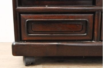 和製ビンテージ　唐木材　深みのある色合いが高級感を醸し出すポットワゴン(お座敷ワゴン、サイドテーブル、ヴィンテージ)(R-056110)