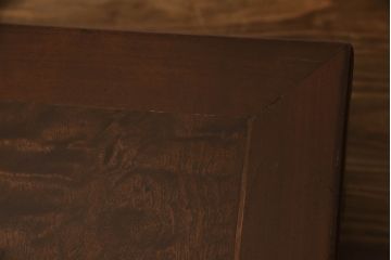 和製アンティーク　時代物　天板玉杢　細やかな彫刻が目を引く座卓(ローテーブル、センターテーブル)(R-056125)