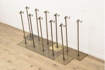 中古　アンティーク調　古美色(こびしょく)　シャビーな風合いがレトロな雰囲気を高めるディスプレイスタンド11台セット(アクセサリースタンド、バックスタンド、かばんスタンド、バックホルダー、鞄掛け、店舗什器)(R-056142)