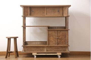 中古　美品　高級杉材　上品な和の趣を感じさせる飾り棚(茶棚、陳列棚、収納棚、キャビネット)(R-056152)