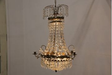 フランスアンティーク　品のある佇まいが美しいキャンドルホルダー付きシャンデリア(天井照明、吊り下げ照明)(R-056159)