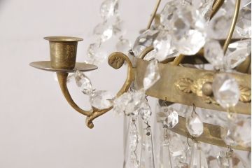 フランスアンティーク　品のある佇まいが美しいキャンドルホルダー付きシャンデリア(天井照明、吊り下げ照明)(R-056159)