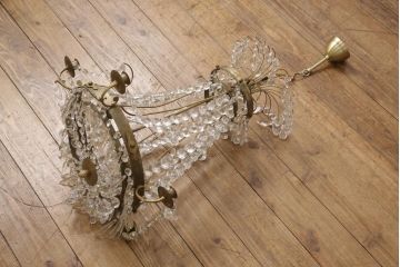 フランスアンティーク　品のある佇まいが美しいキャンドルホルダー付きシャンデリア(天井照明、吊り下げ照明)(R-056159)