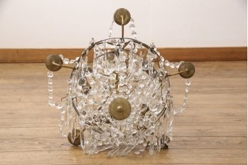 フランスアンティーク　品のある佇まいが美しいキャンドルホルダー付きシャンデリア(天井照明、吊り下げ照明)(R-056159)