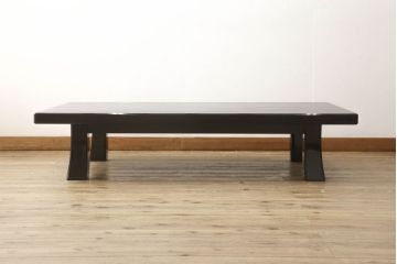 中古　美品　輪島塗り　在銘　高海堂　石目乾漆仕上げ!シンプルで希少なデザインの座卓(ローテーブル、センターテーブル)(定価約110万円)(R-056183)