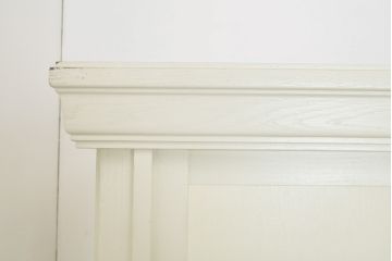 中古　大型　店舗什器　ペイント仕上げ限定　ガラス棚板付き　フレンチ風のおしゃれなオープンラック(陳列棚、飾り棚、展示棚)(R-056184)