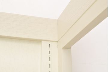 中古　大型　店舗什器　ペイント仕上げ限定　ガラス棚板付き　フレンチ風のおしゃれなオープンラック(陳列棚、飾り棚、展示棚)(R-056184)