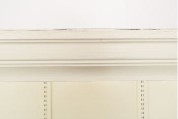 中古　大型　店舗什器　ペイント仕上げ限定　ガラス棚板付き　フレンチ風のおしゃれなオープンラック(陳列棚、飾り棚、展示棚)(R-056186)