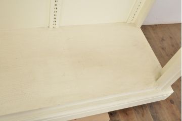 中古　大型　店舗什器　ペイント仕上げ限定　ガラス棚板付き　フレンチ風のおしゃれなオープンラック(陳列棚、飾り棚、展示棚)(R-056186)